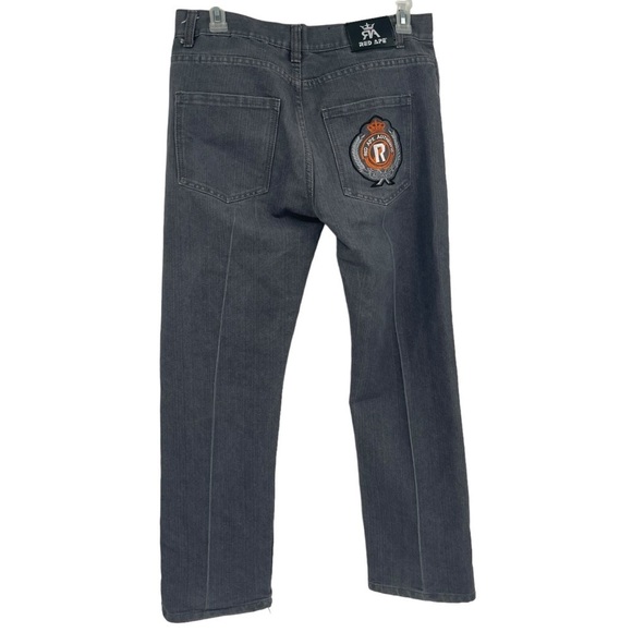 Red Ape Jeans Mens Size 36 X 31 Gray Patches Y2k Hip Hop 5 Pocket Style - Picture 2 of 10